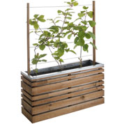 ex - jardiniere bois et metal avec treillis z